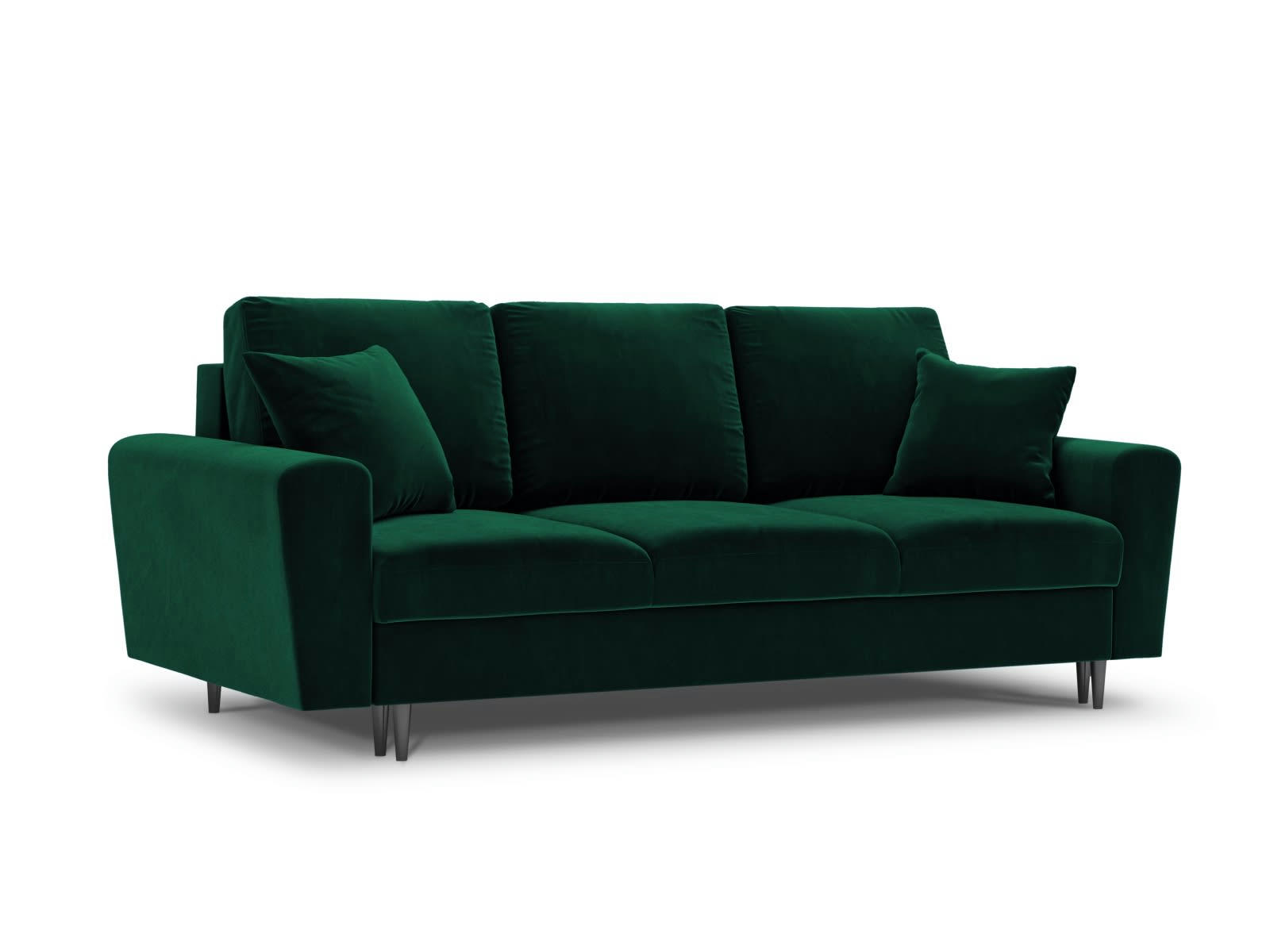 MOGHAN - Canapé convertible 3 places en tissu velours vert bouteille