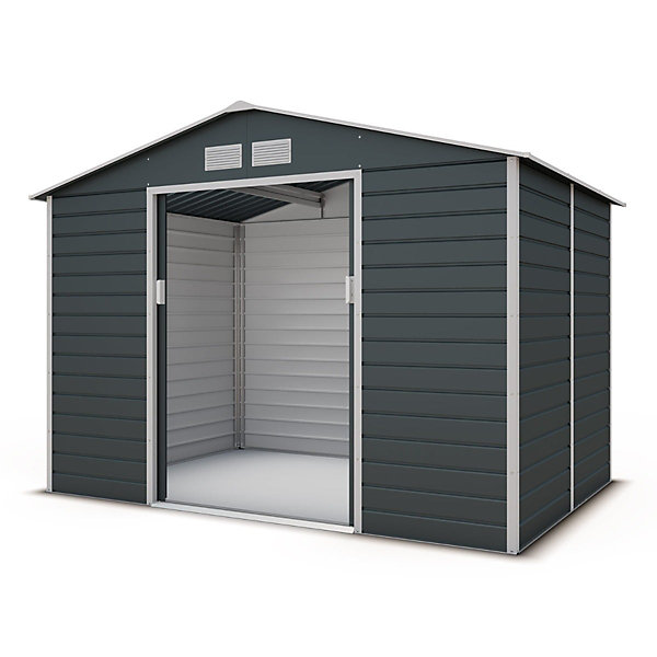 Abri de jardin métal gris 4,83 m2   kit d'ancrage