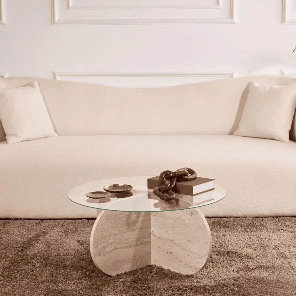 CALICOSY - Salontafel AERIS - Travertijn - 35x75x75 cm