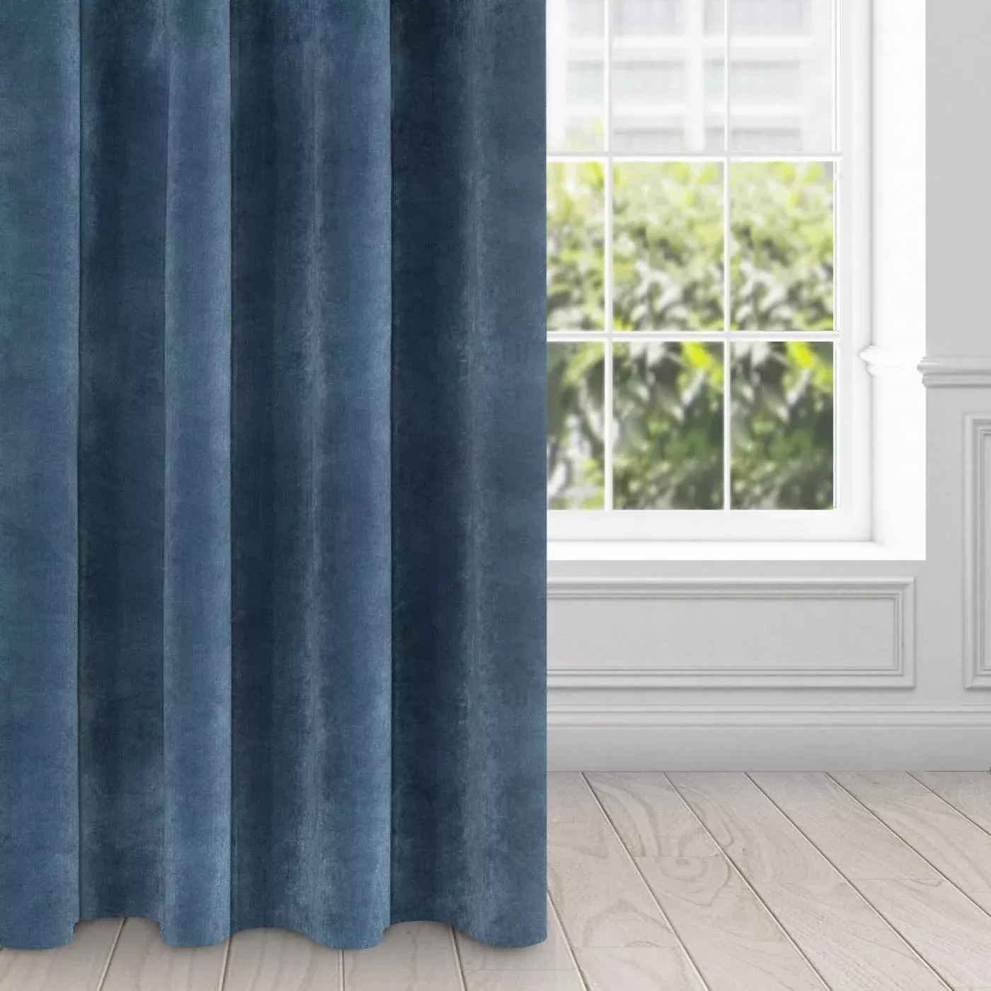 Zasłona granatowa z ekskluzywnego aksamitnego welwetu 290 g/m2 140x250 cm 10 szt. przelotek - VILLA