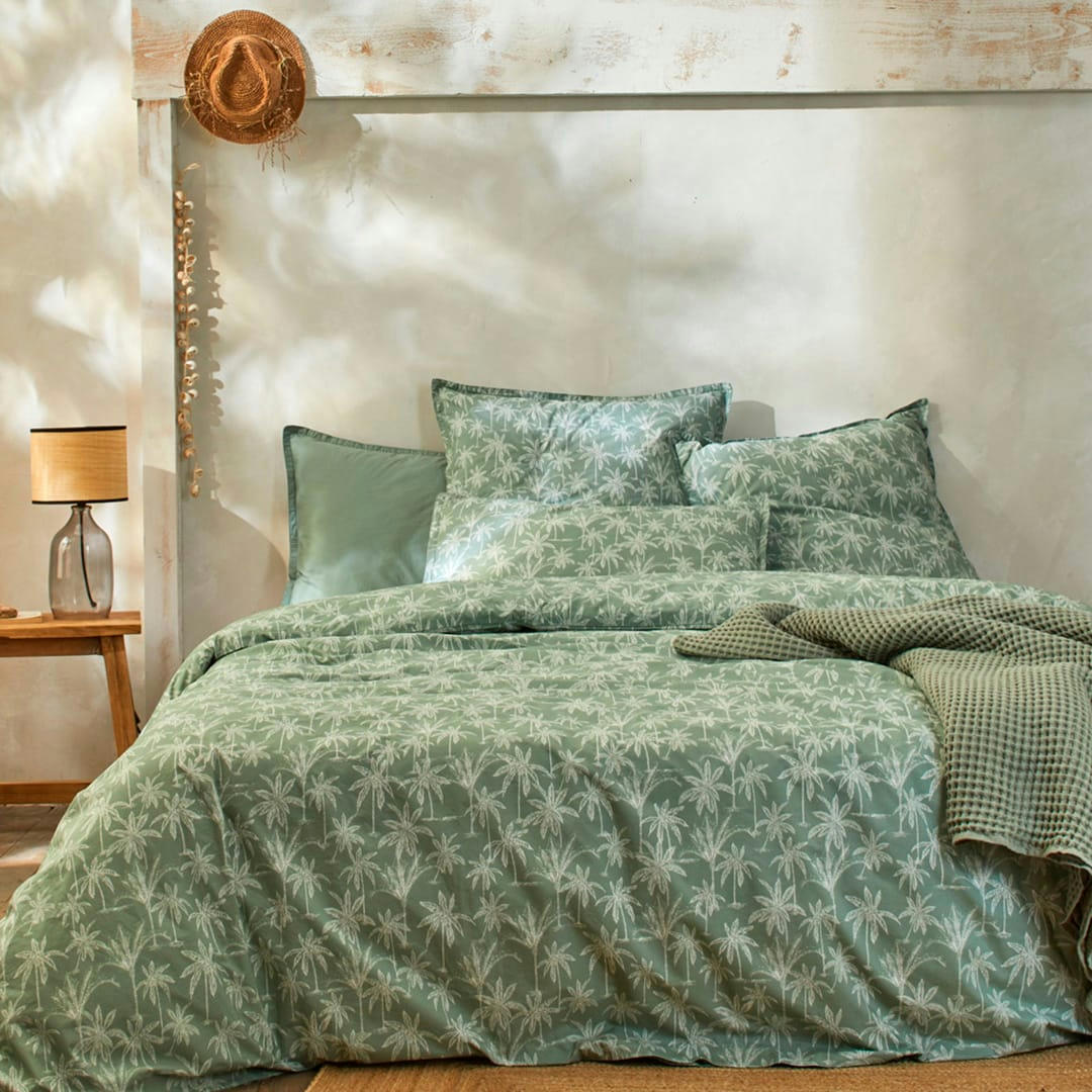 FN GOA - Housse de couette en percale de coton organic 240x220 cm vert clair