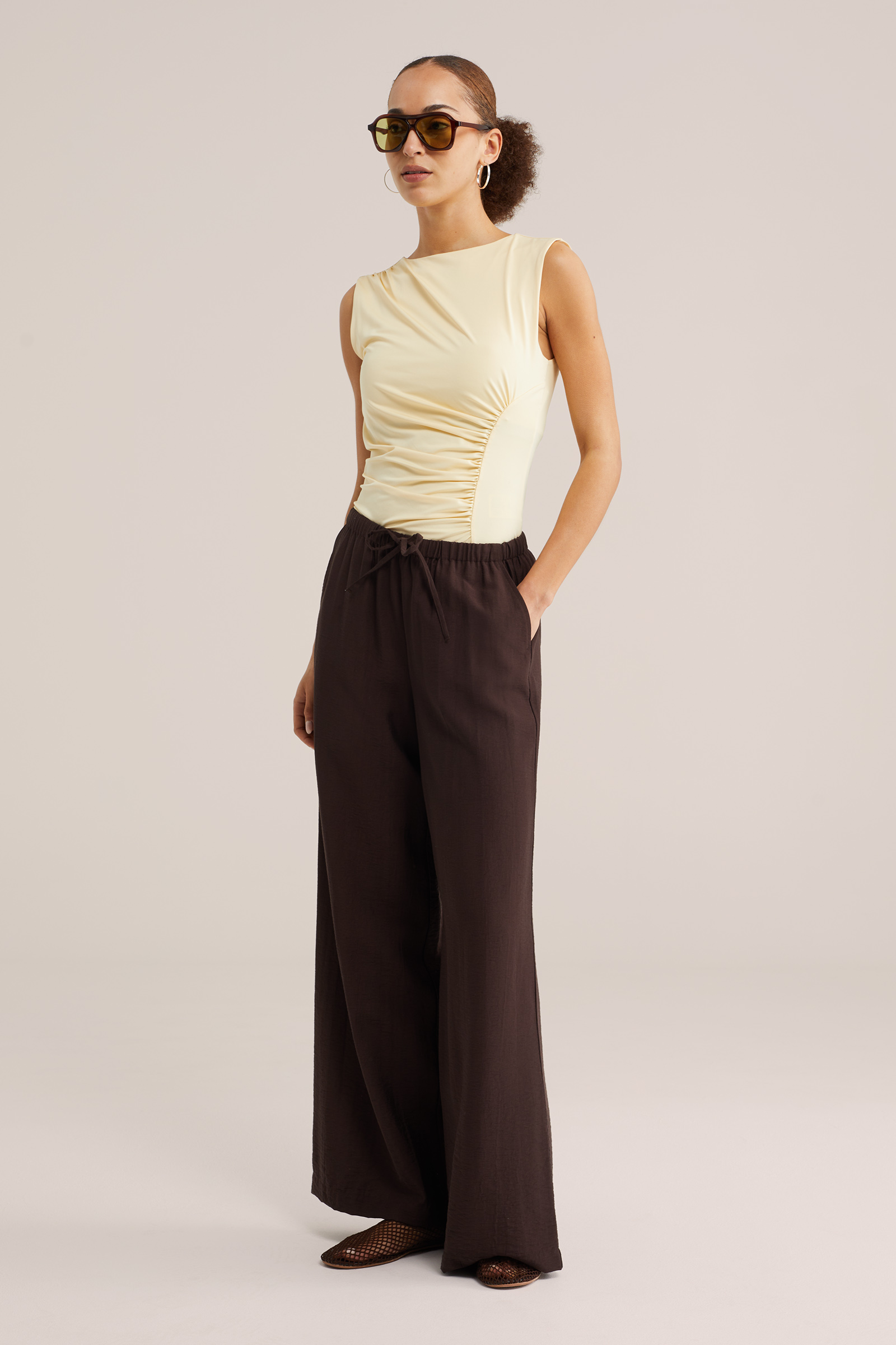 Dames jersey top met plooidetail