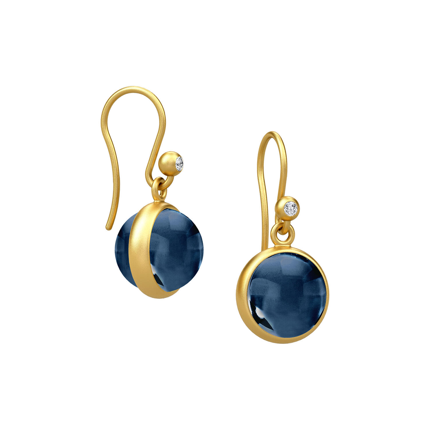Prime øreringe, gold/sapphire blue