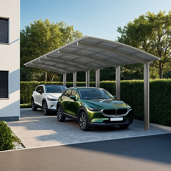 Double CarportMontage Tandem - charge de toiture 137kg/m² -Inox Brillant - Ximax Portoforte