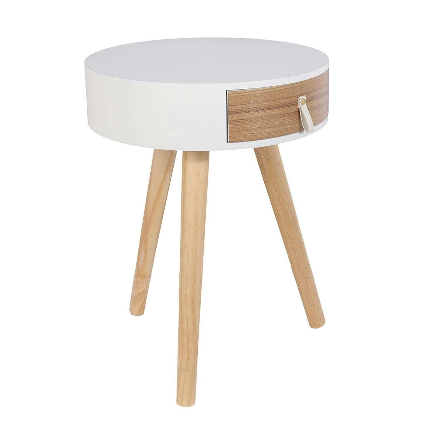 NORA - Table de chevet scandinave blanche