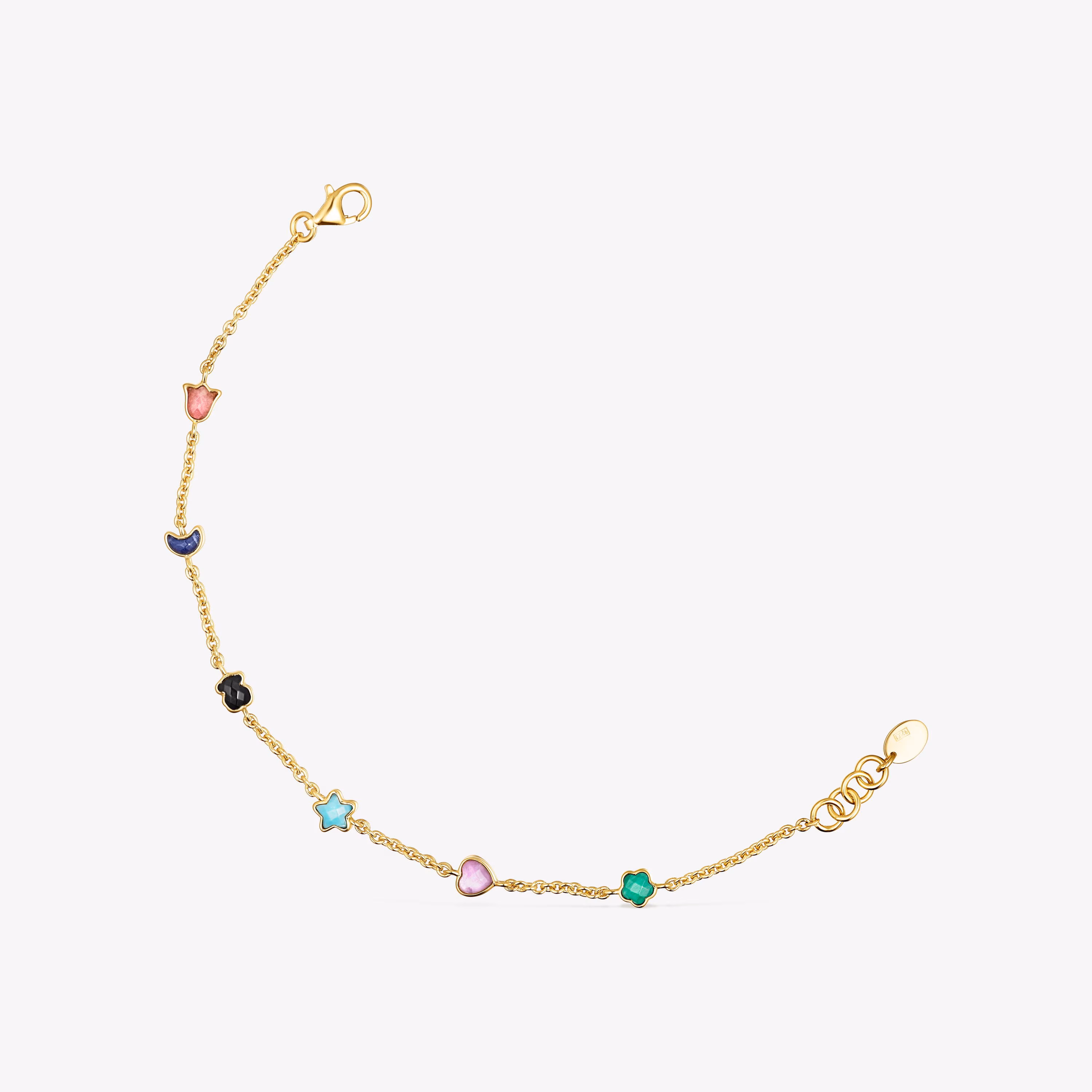 Pulsera con baño de oro 18 kt sobre plata y gemas 0,2-0,5 cm Glory
