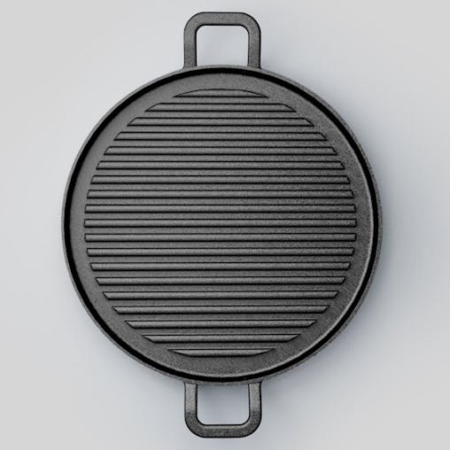 SOGA 28cm Ribbed Cast Iron Frying Pan Skillet Coating Steak Sizzle Platter