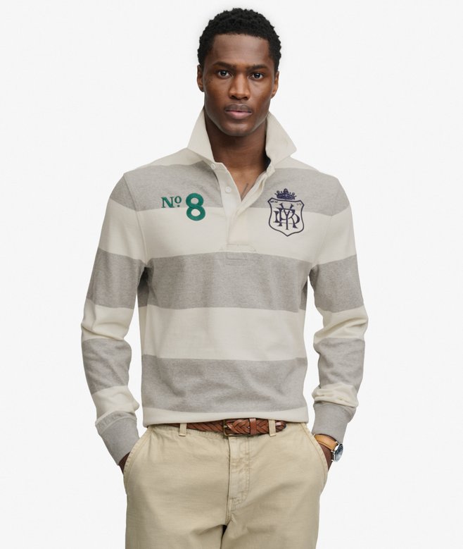 Double Emblem Stripe Rugby Top