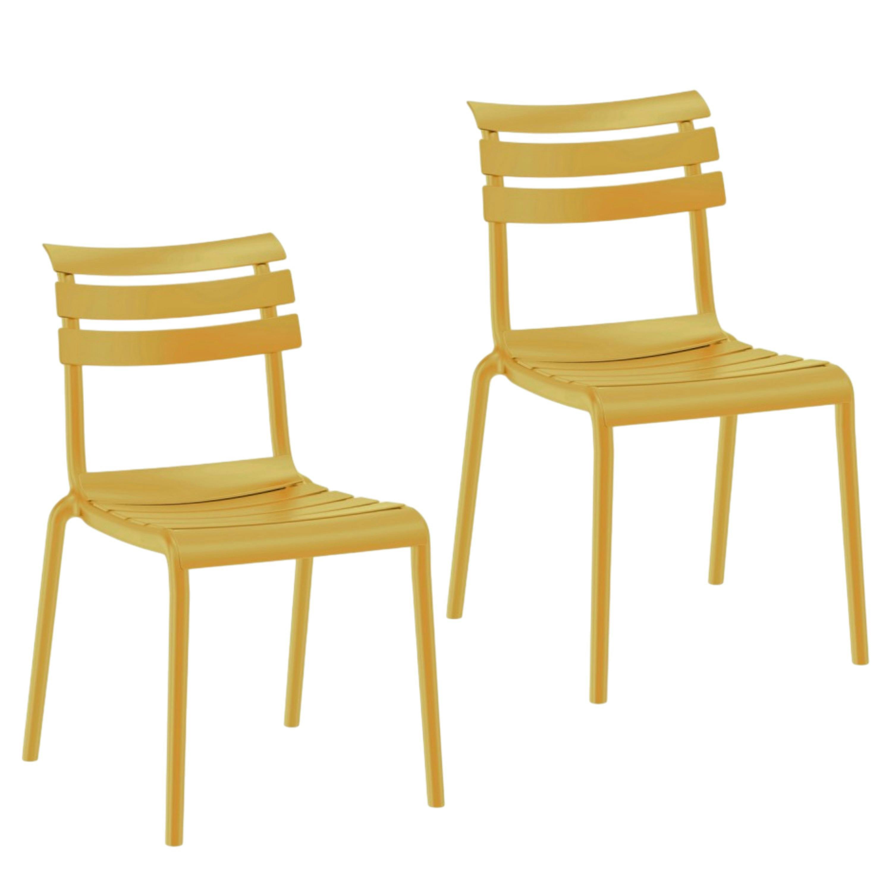 Chaise de jardin en plastique jaune (lot de 2) LUGANO