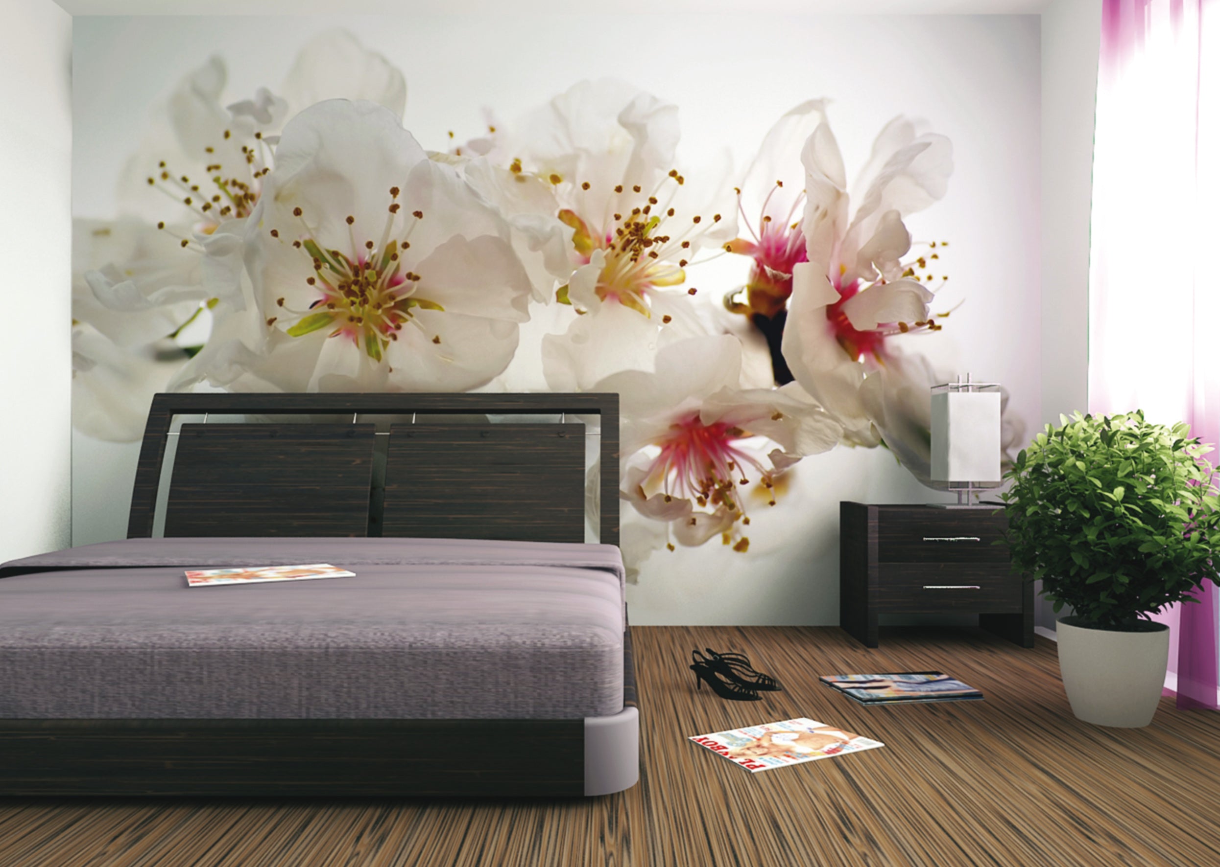 Sanders & Sanders fotobehang bloemen wit en roze - 375 x 270 cm - 600459