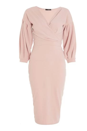 Quiz Pink Bardot Puff Sleeve Dress