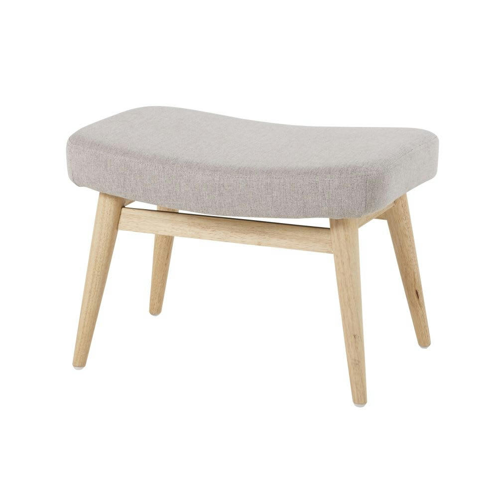 GROENLAND - Tabouret gris chiné et pieds en hévéa