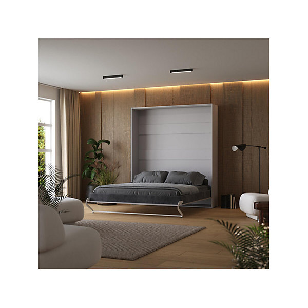 Lit escamotable 160x200cm Vertikal M1 Lit Mural Gris perle