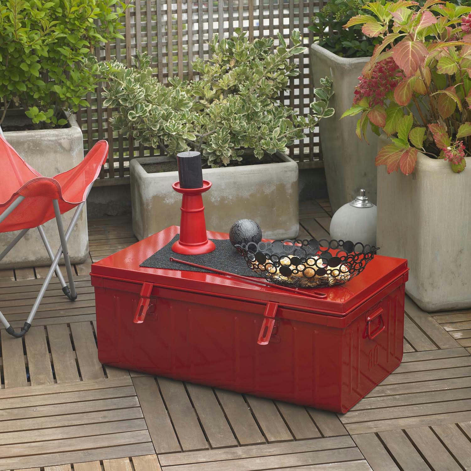 - Malle habitat en acier 95 litres rouge