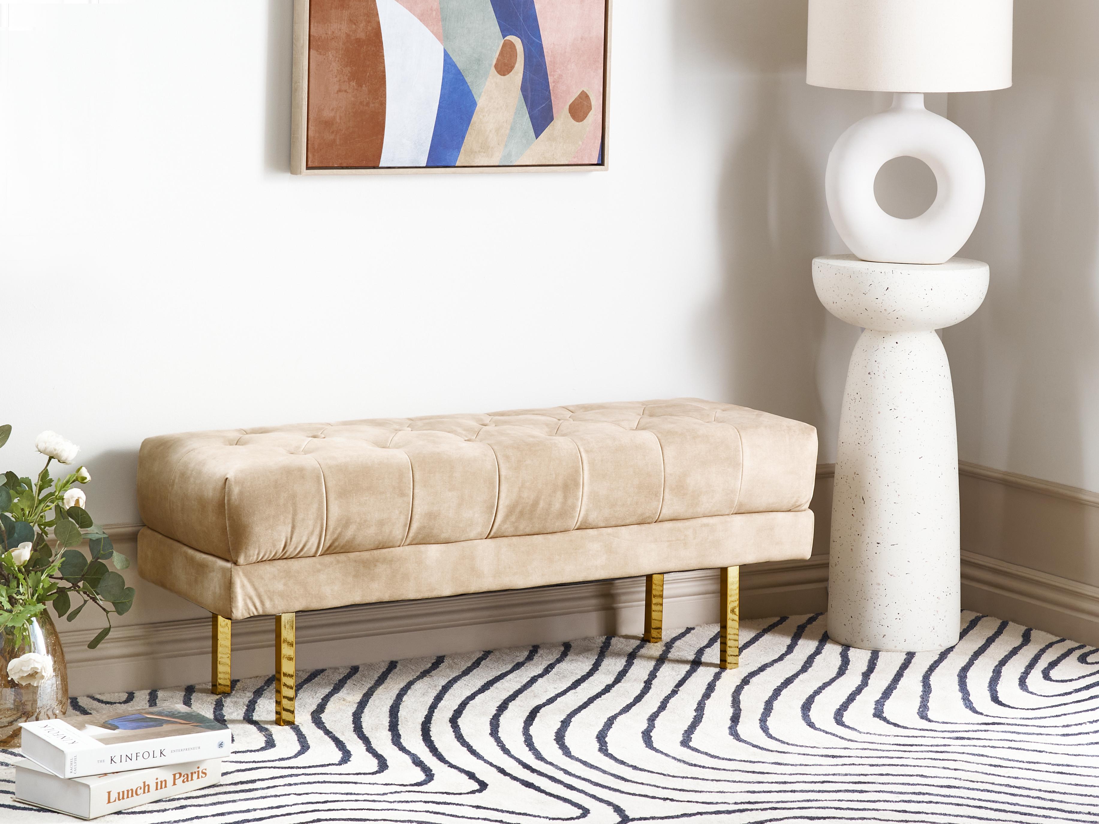Upholstered Bench ROSEVILLE Velvet Beige