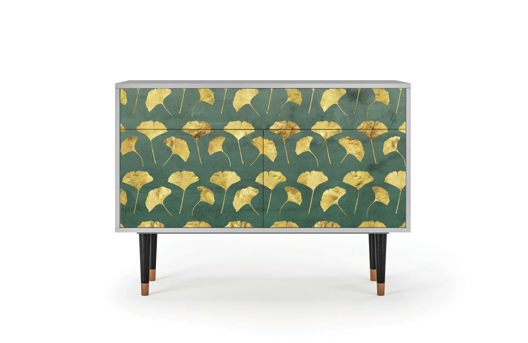 GINGKO LEAVES - Buffet  vert et jaune 2 tiroirs et 2 portes L 115 cm