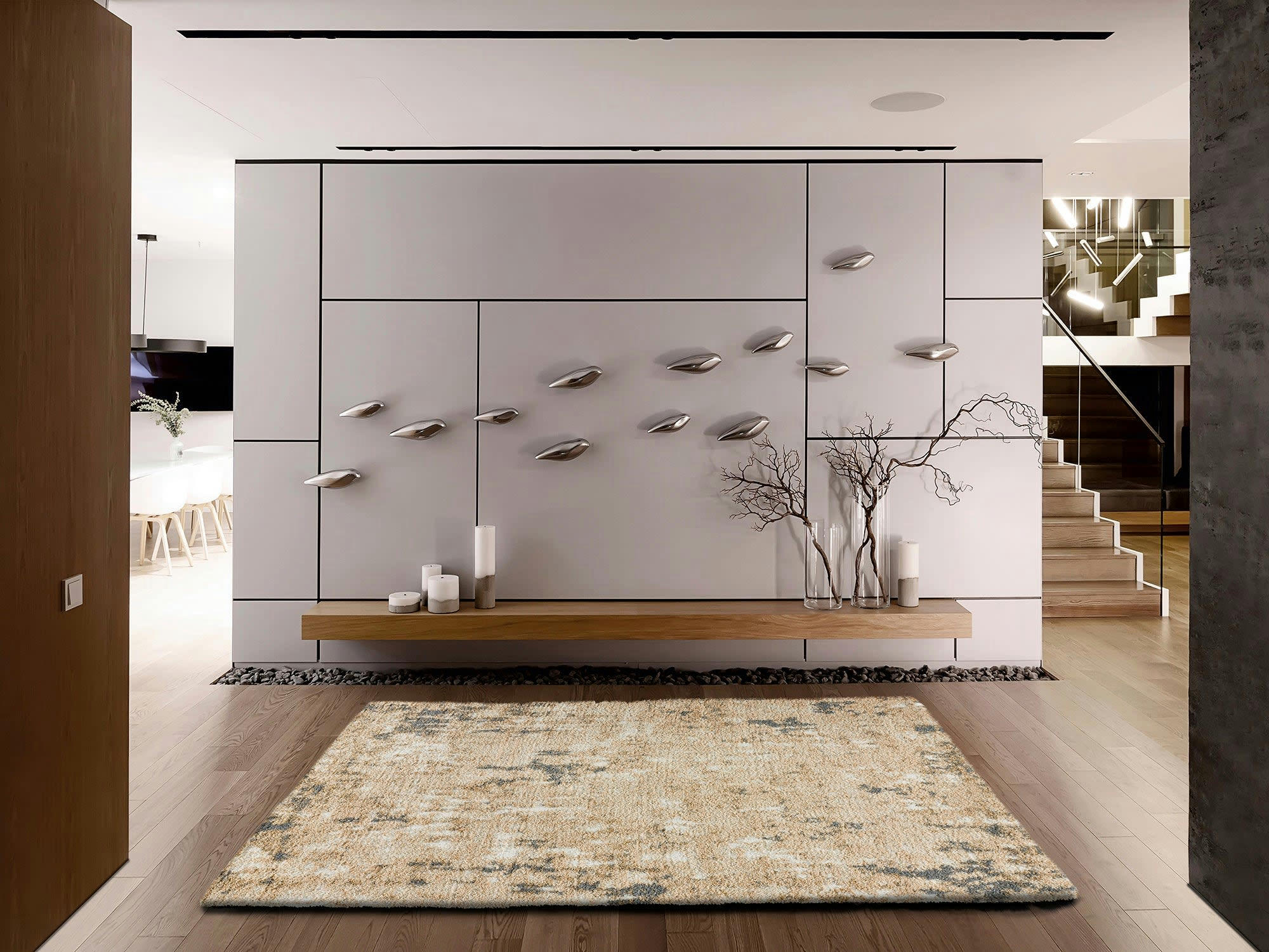 ENYA - Tapis design scandinave texturé dans les tons beiges, 160x230 cm