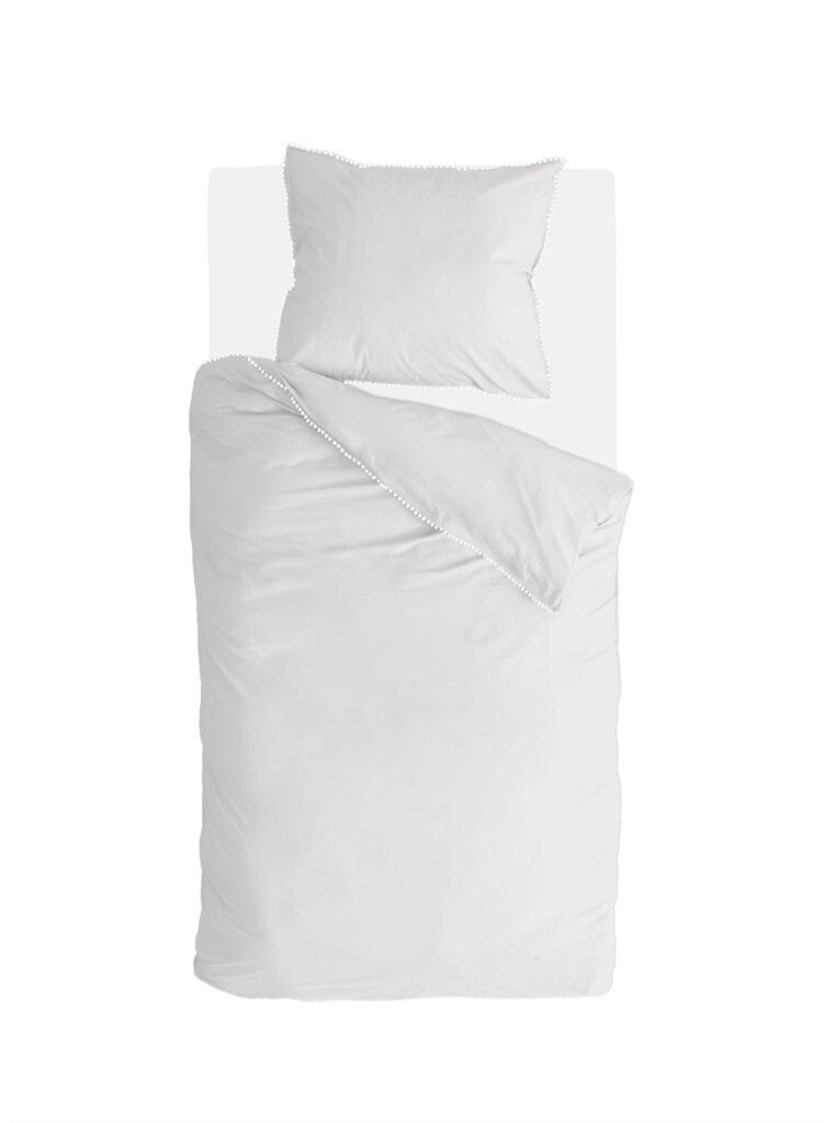 Walra - Dekbedovertrek Pretty Pom Pom - 140x220 cm - Naturel