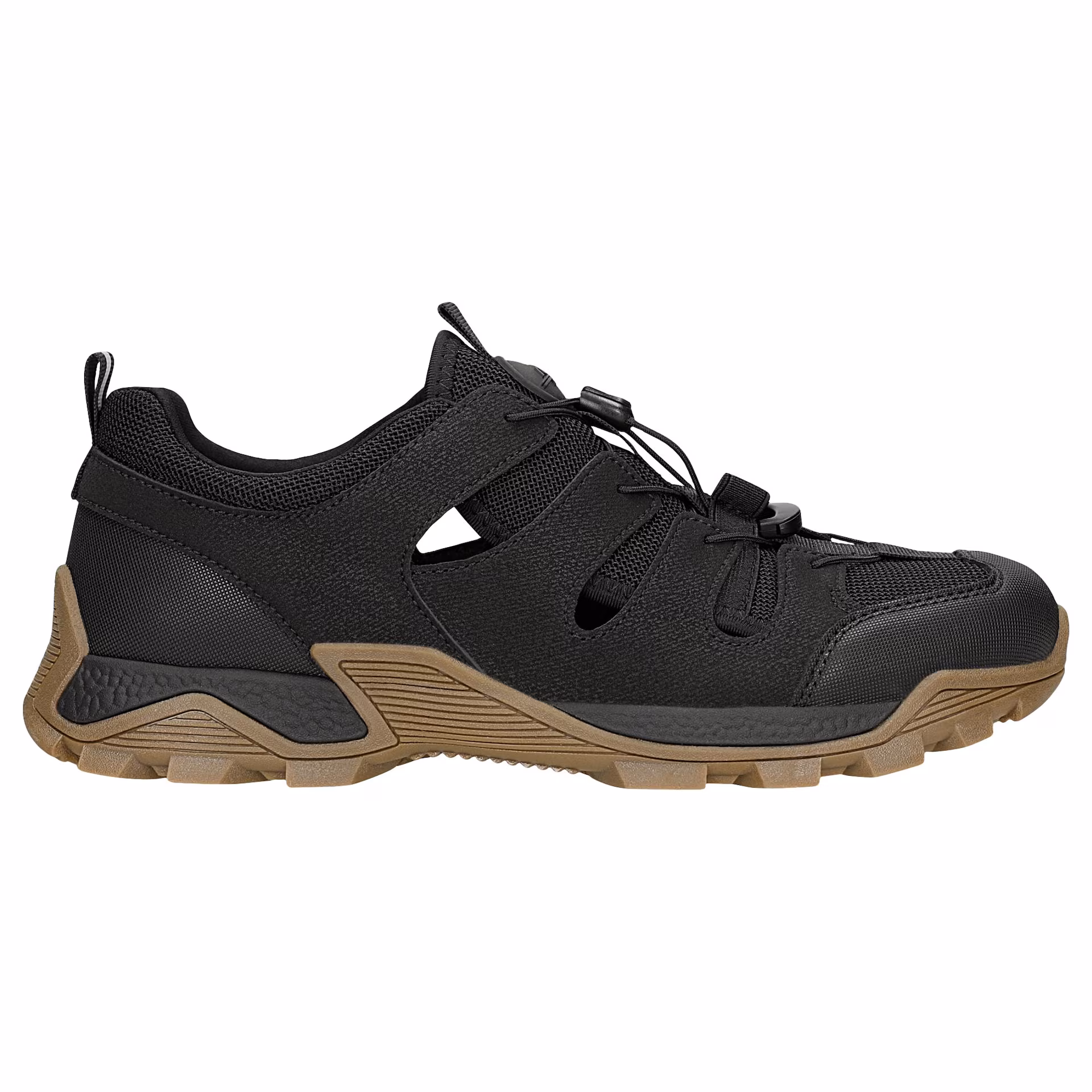 Czarne sneakersy z wycięciami na brązowej podeszwie RELAKS