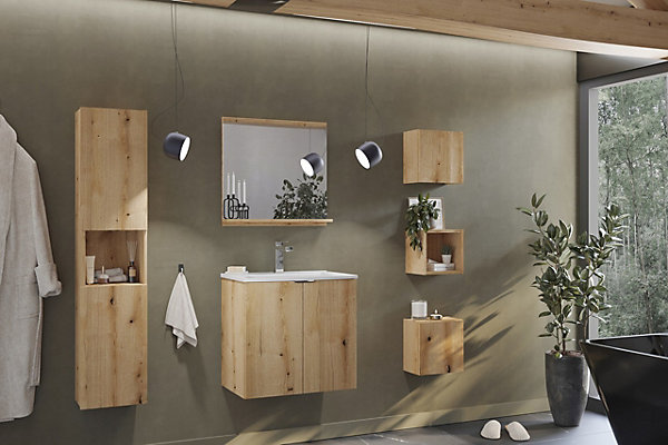 Meuble haut de salle de bain suspendue NOVA OAK 30 x 30 cm