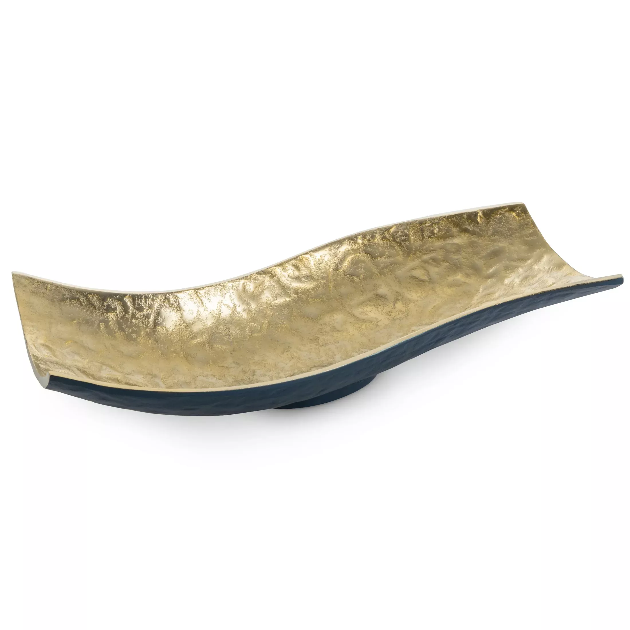 Patera metalowa granatowo-złotao falujących brzegach 39x16x9 cm PEDRO