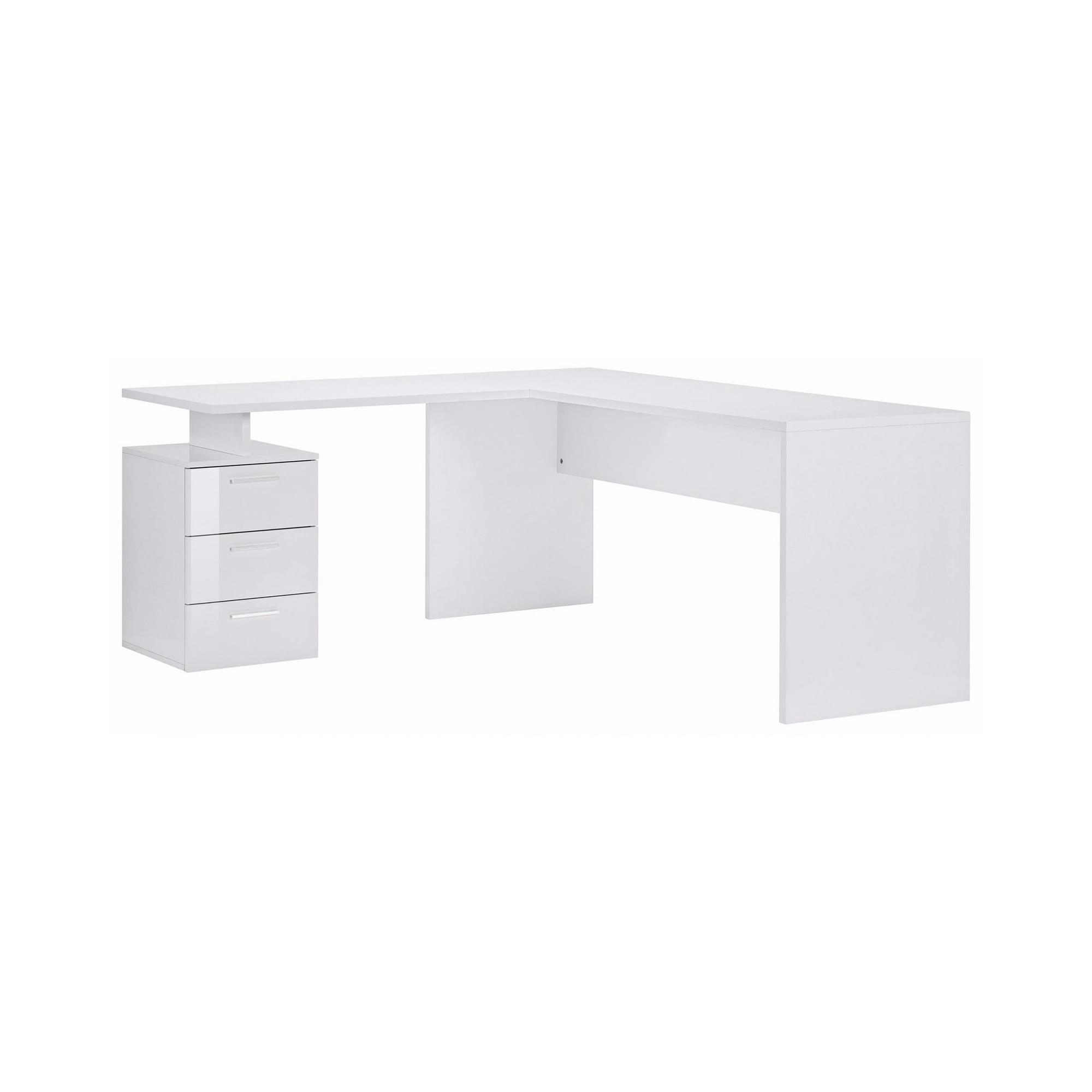 - Bureau d'angle effet bois blanc brillant