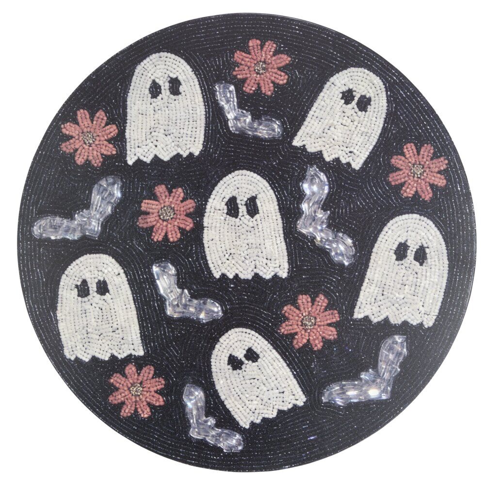 Set de table Halloween rond motif fantômes noir Ø38cm