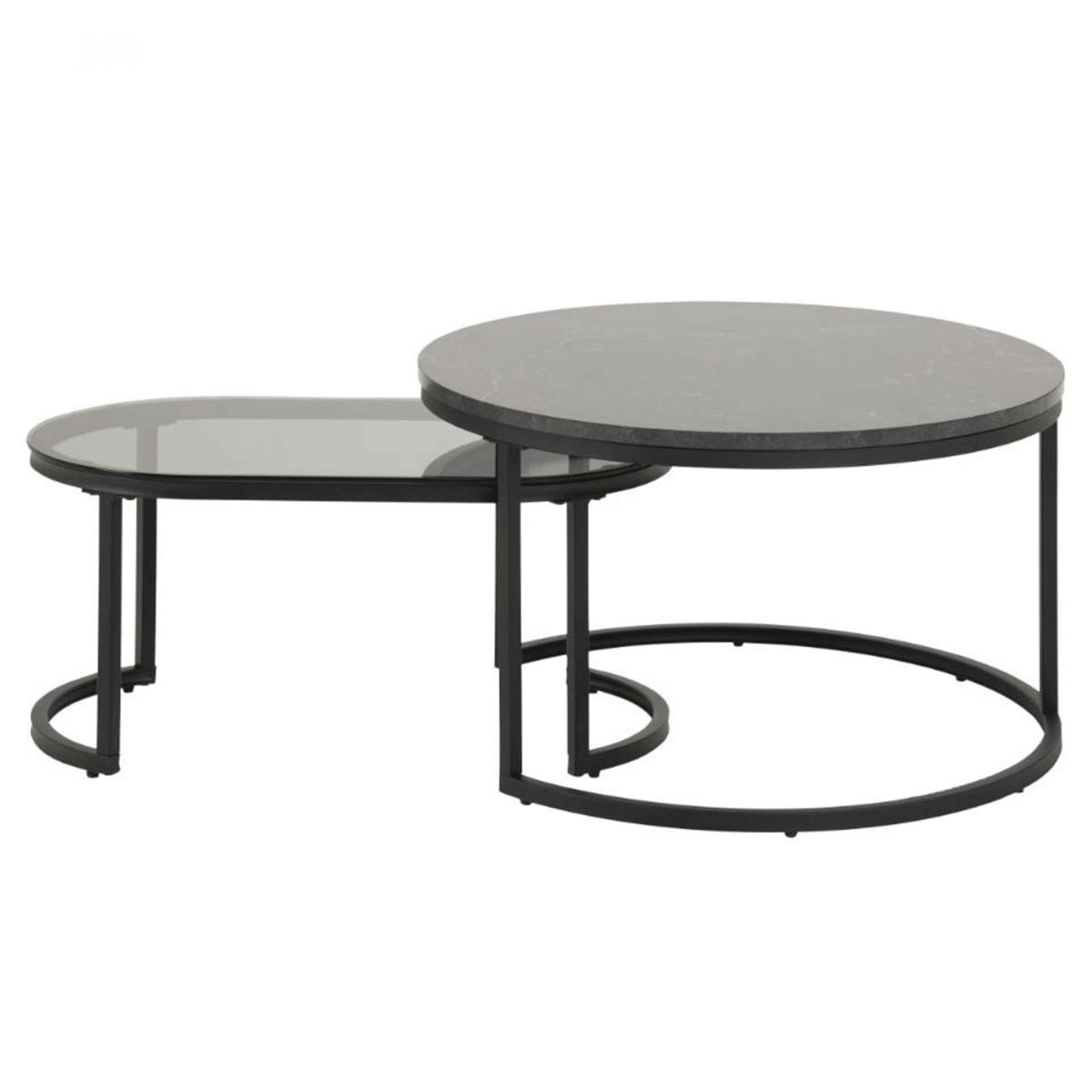 SPIRALE - Tables basses gigognes effet marbre et verre