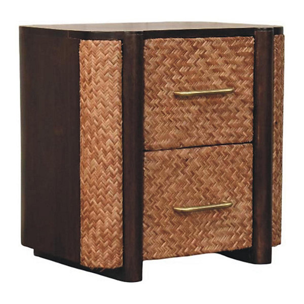 Artisan Furniture Bois massif Havana façade en cannage Drawers, 2 tiroirs, marron foncé