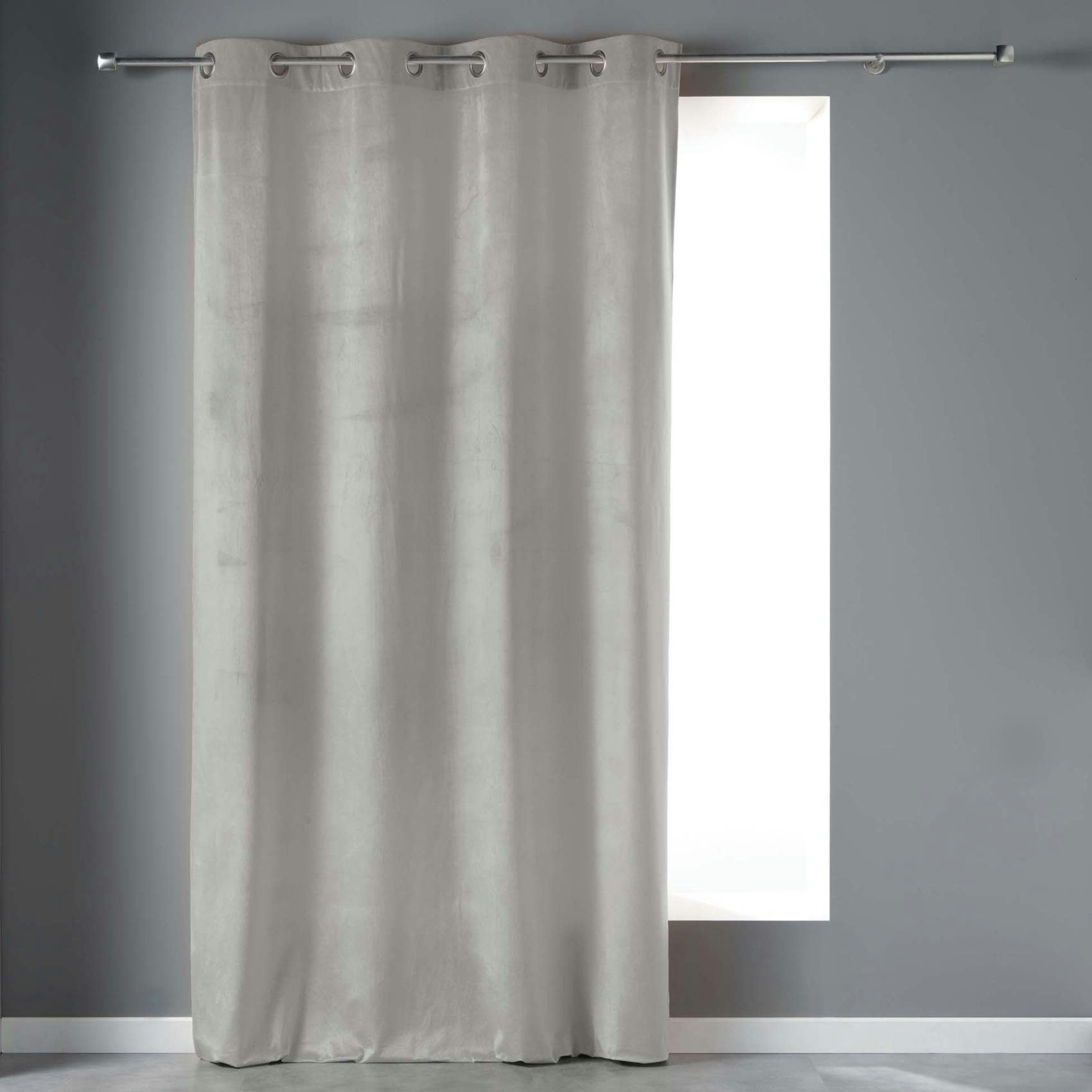 - Rideau tamisant en velours ras gris clair 140x240 cm