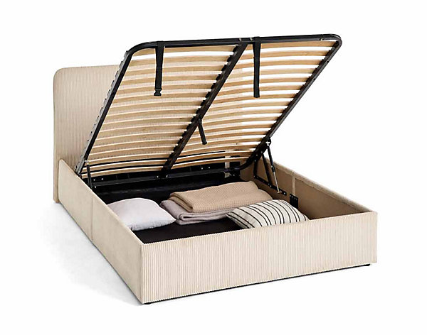 Goyave - lit coffre - 140x190 - en velours côtelé - sommier inclus - Best Mobilier
