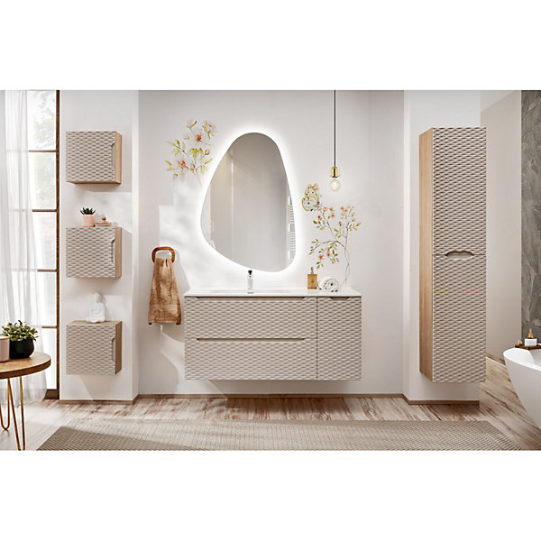 Meuble sous vasque YOKABeige et chene clair 120 cm