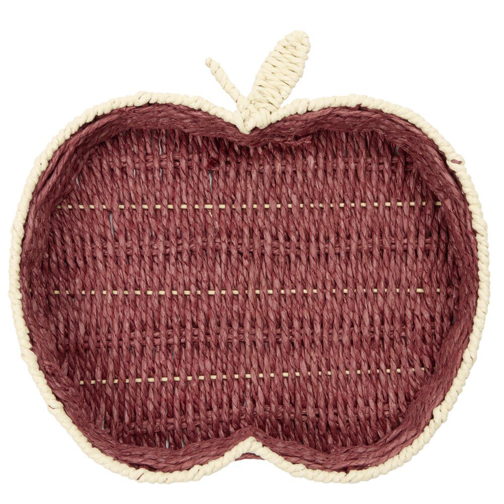 Panière en osier forme pomme rouge 28x29cm