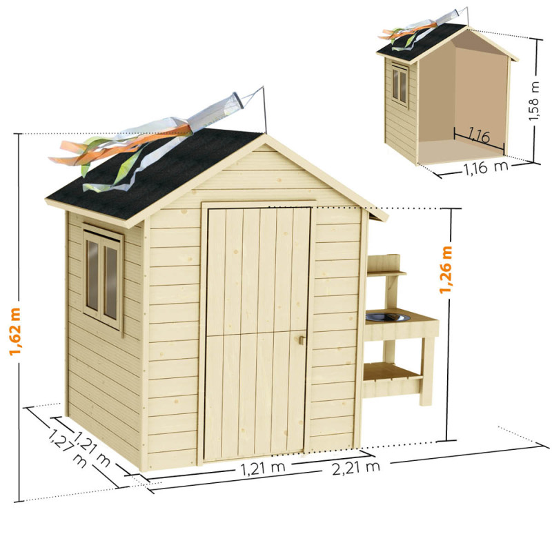 Cabane pour enfant Jasmine 2,21 x 1,27 x 1,62 m SOULET