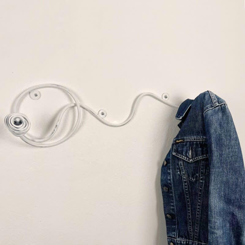 PORTE MANTEAUX - PORTE MANTEAU MURAL 2 TÊTES BLANC