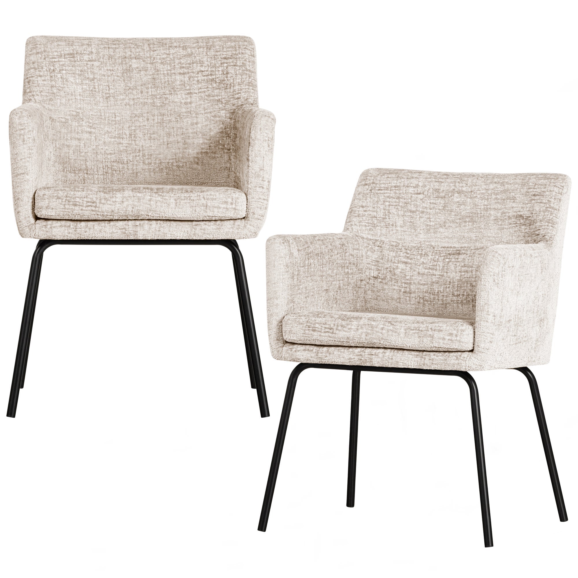 WOOOD eetkamerstoelen Kam - Polyester - Off White - Set van 2