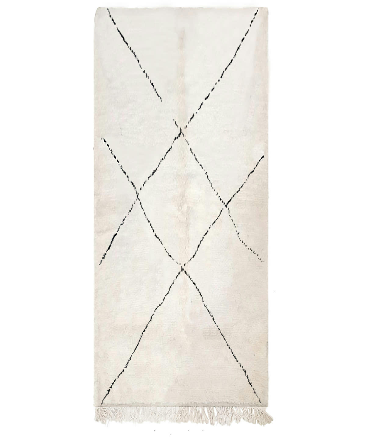 BERBERE - Tapis berbère original marocain laine noir blanc Ouarzazate 80x240