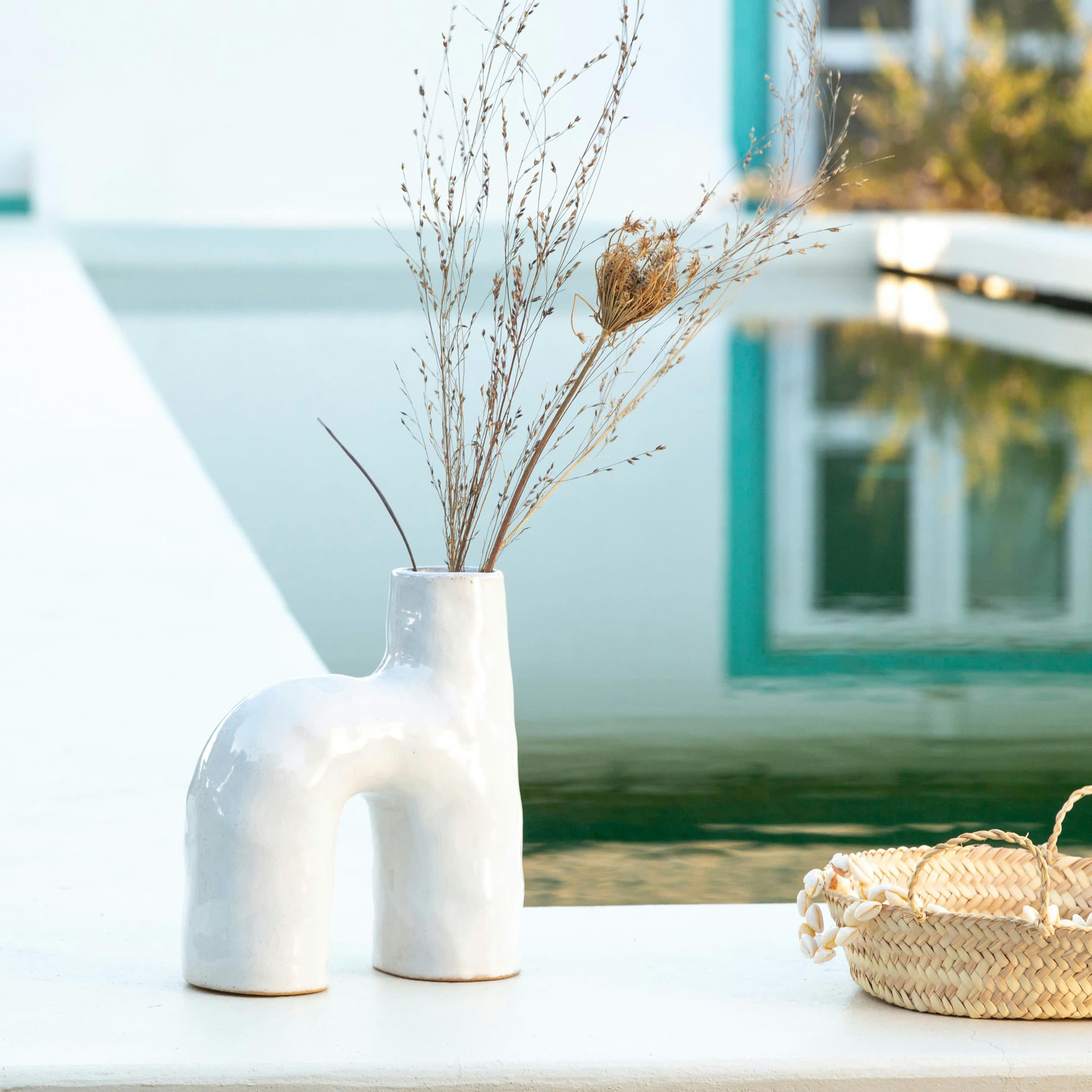 HABI - Vase en céramique H blanc