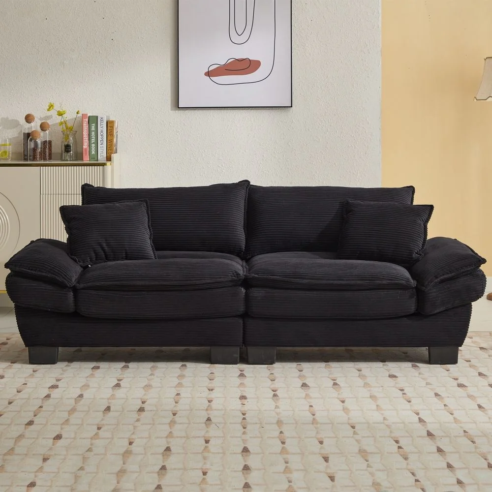 Corduroy Upholstered Deep Seat Sofa