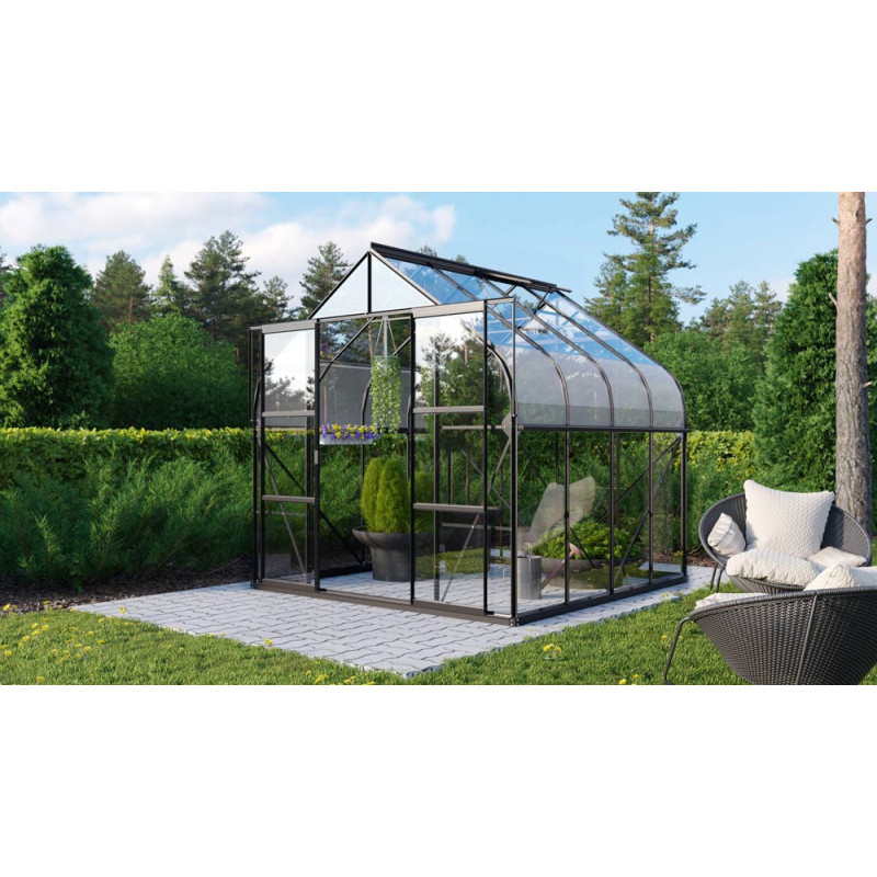 Serre en verre Dione noire 6,7 m² VITAVIA