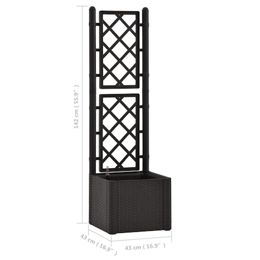 NNEVL Garden Raised Bed with Trellis and Self Watering System Anthracite