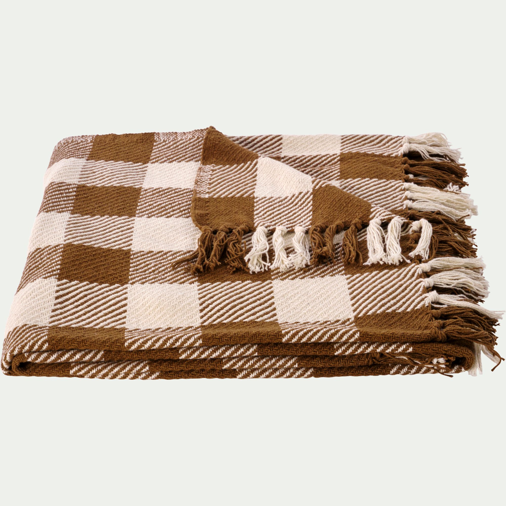 MISON - Plaid tartan en coton 130x170cm - marron