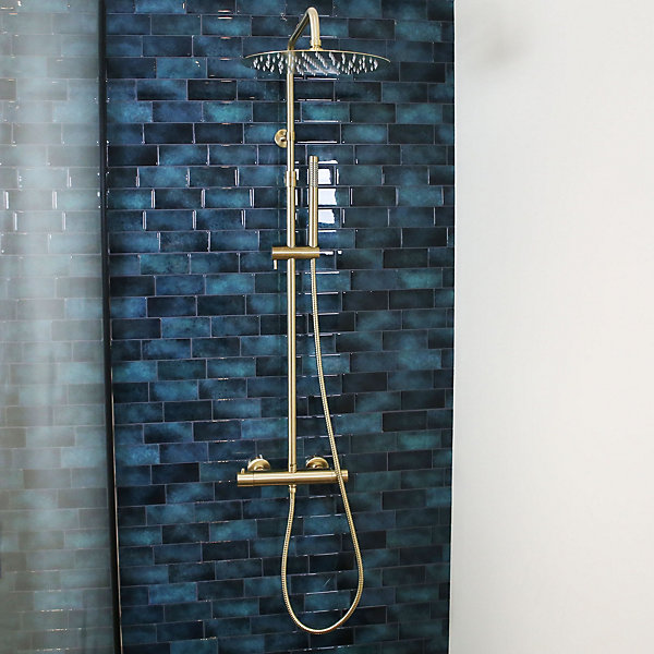 Colonne de douche thermostatique, doré, Essebagno Luisa 250