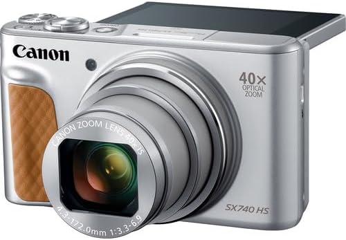 Canon PowerShot SX740 HS Digital Camera (Silver) (2956C001) + 64GB Memory Card + Card Reader + Deluxe Soft Bag + Flex Tripod + Hand Strap + Memory Wallet + Cleaning Kit