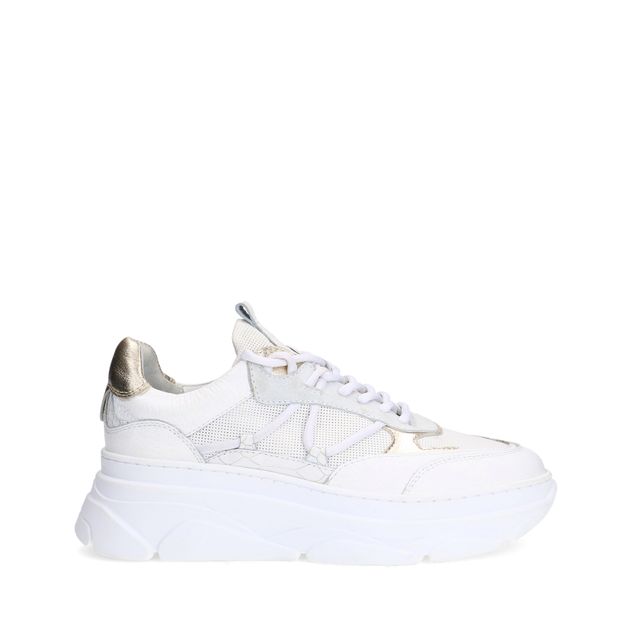 Witte leren sneakers met metallic details