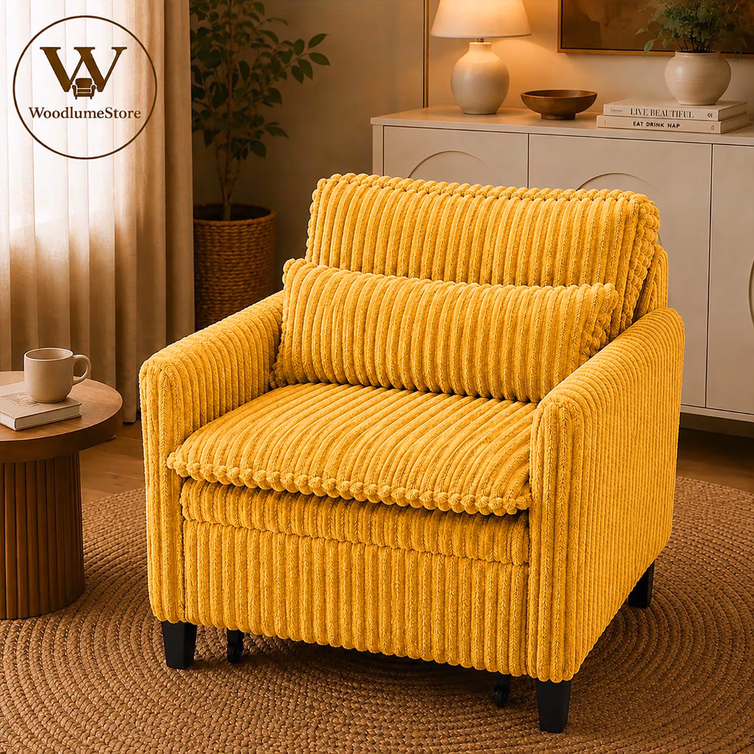 Convertible Sleeper Chair Bed, 3 in 1 Corduroy Pull Out Sofa, Bedroom & Apartment.