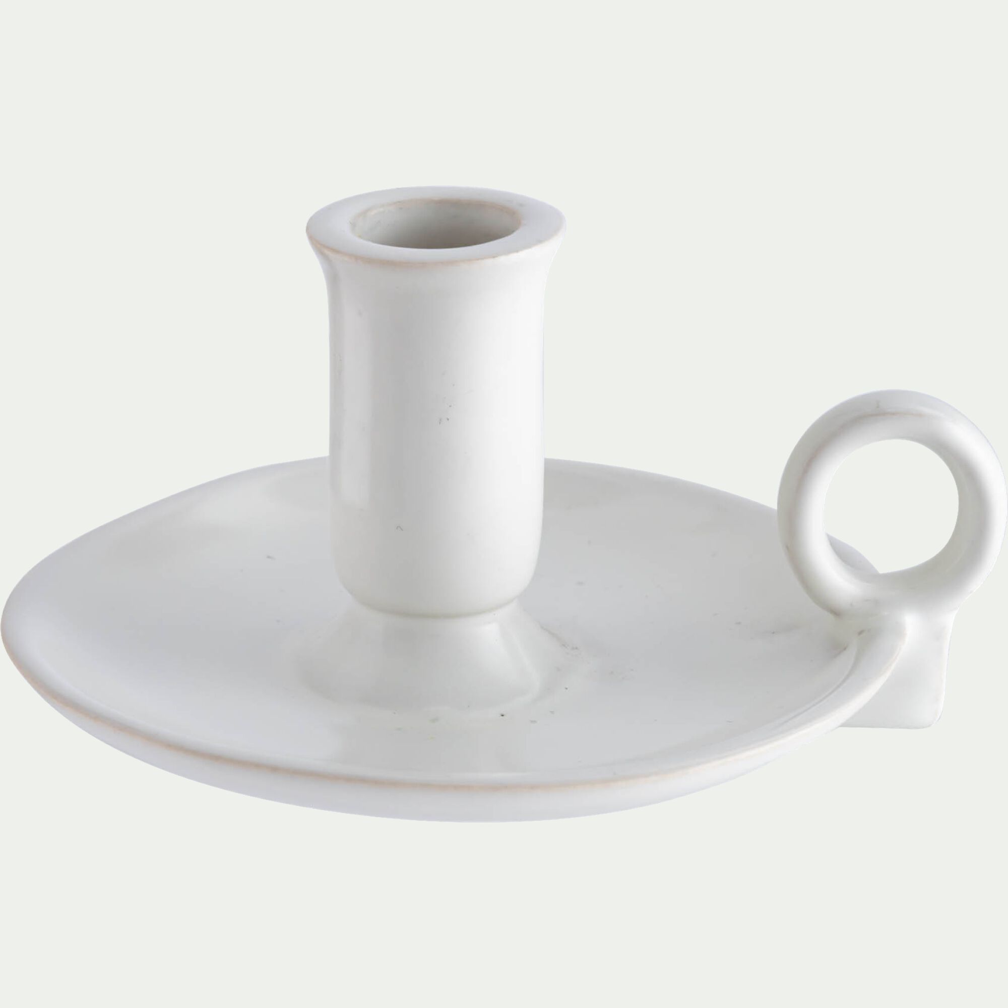 GISELE - Bougeoir en grès H7,5cm - blanc