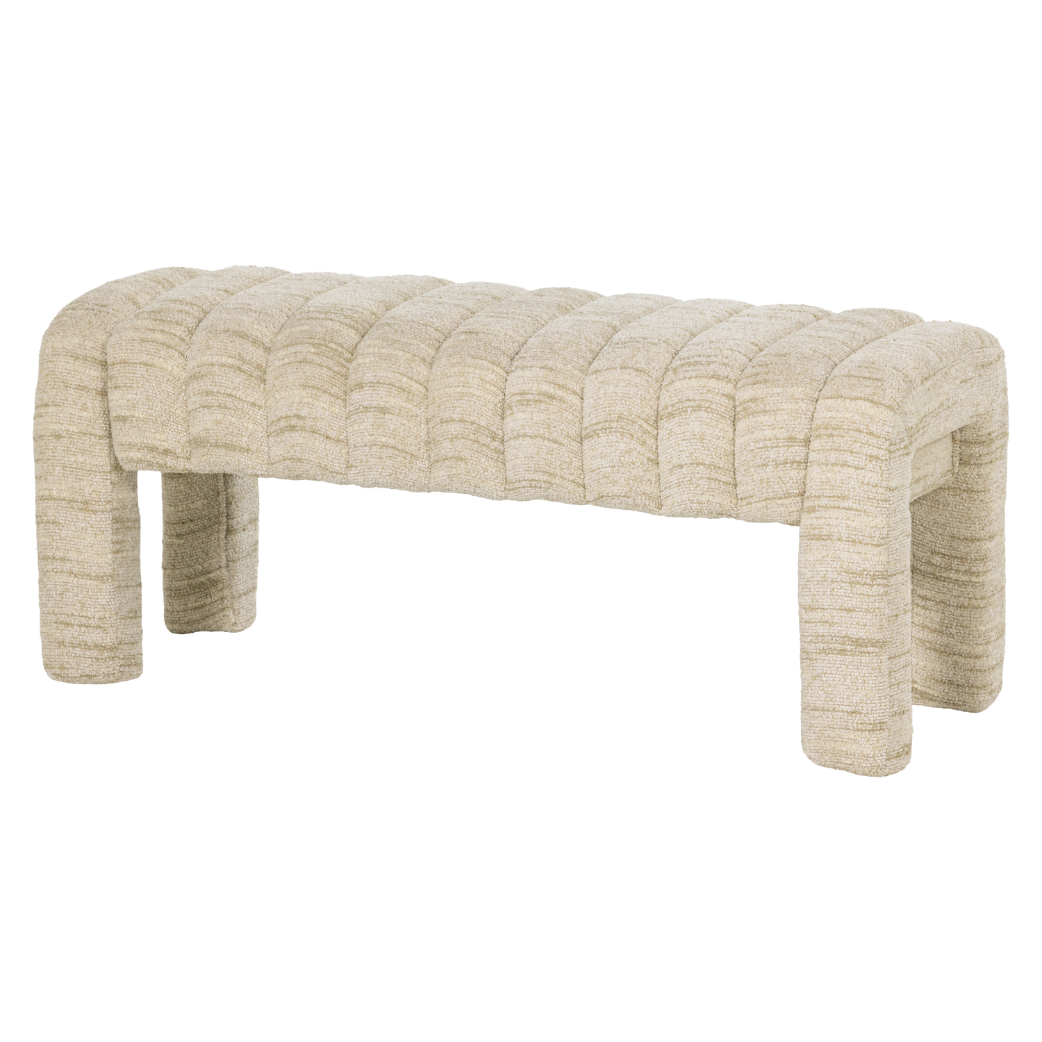 WOOOD Frex Bankje Gestoffeerd - Bouclé - Naturel - 48x110x43