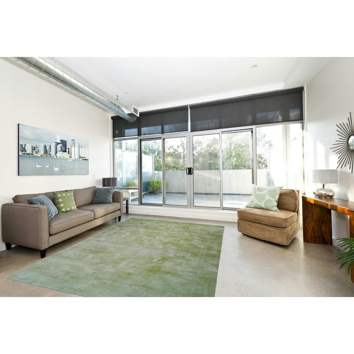 LUXOR - Tapis moderne en Viscose Vert bouteille 200x290 cm