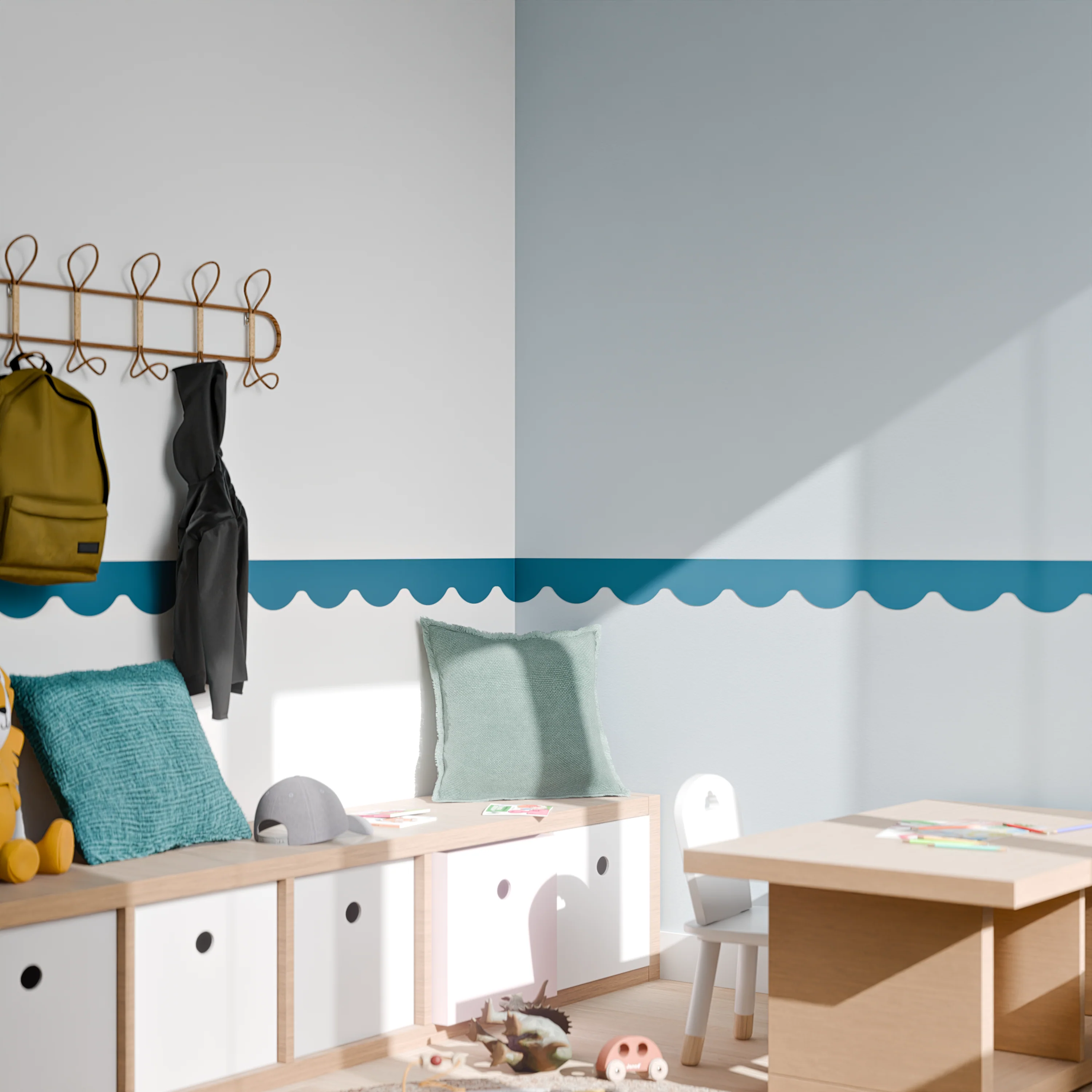 4MURS Frise intissée pré-encollée LINA ONDULA bleu paon